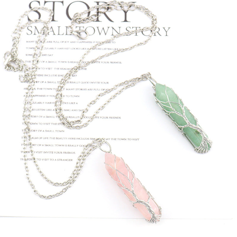 Wholesale Hand-wound Tree of Life Crystal Hexagonal Necklace